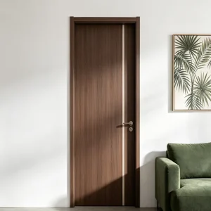 Waterproof Moisture-Resistant Commercial Interior Door Elm Wood Grain Modern Custom Door Manufacturer for Residential Use