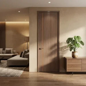 Waterproof Moisture-Resistant MDF Interior Door Soundproof Fireproof Single Leaf Wooden Door for Kitchen