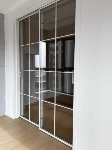 Waterproof Slim Border Aluminum Alloy Double Glazing Tempered Glass Thermal Insulation Villa Sliding Door Kitchen
