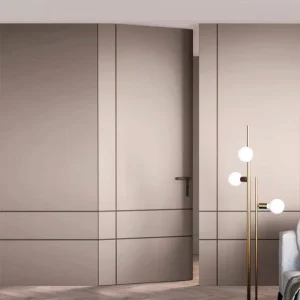 Waterproof Solid Wood Hidden Interior Door with Wall Panel for Bathroom, Living Room, Hotel, Villa