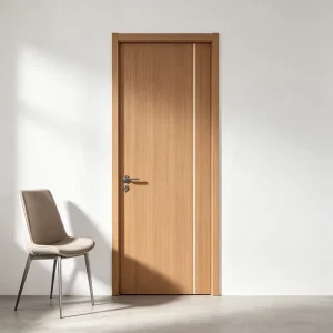 Waterproof Soundproof Commercial Interior Door, Elm Wood Grain, Custom Wrapped Frame, for Home or Hotel