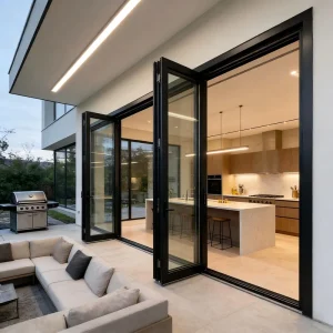 Waterproof Thermally Broken Bridge Folding Door, Hurricane-Resistant Heavy-Duty Aluminum Sliding Door