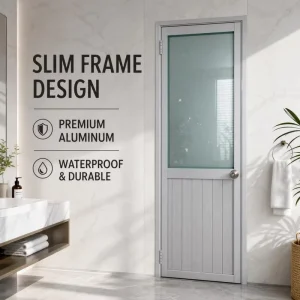 Waterproof Thin Aluminum Glass Door for Laundry, Balcony, and Indoor Partitions Factory Direct