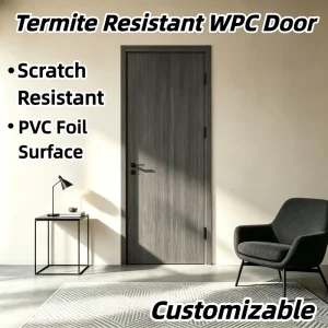 Waterproof Wear Resistant WPC Door With Matching WPC Frame for Residential Building Custom Size