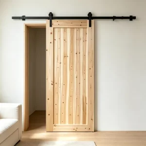 Wear Resistant Solid Fir Wood Barn Door Rustic Sliding Timber Door for Long Term Household Use