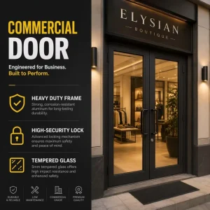 Weatherproof Anti-Theft Aluminum Swing Entry Door with High-Security Lock and Energy-Saving Features for Restaurants and Commercial Projects