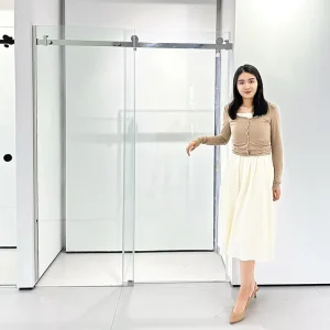 Wet Room Tempered Glass Shower Screen with 304 Stainless Steel Sliding Door