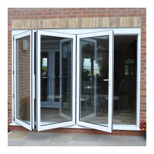 White Aluminum Double-Glazed Tempered Glass Bifold Door