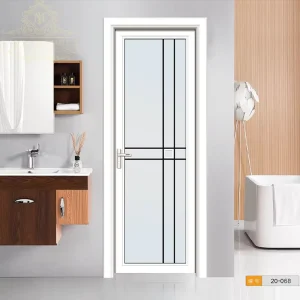 White Aluminum Small Residential Hinged Glass Swing Door for Bathroom, Balcony, or Front Garden
