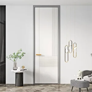 White Carved Design Baking-Paint Slab Pre-Hung Hollow-Core MDF Interior Door for Bathroom and Living Room