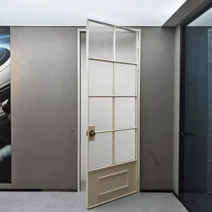 White Divided-Lite French Door with Narrow Aluminum Frame for Farmhouse Kitchen