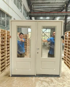 White Double Fiberglass Exterior Front Entry Door