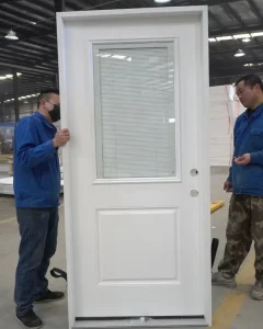 White Fiberglass Prehung Entry Door Weatherproof Privacy Residential Front Replacement Door