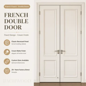 White French Interior Double Bifold Wooden Door Custom European Composite Painted Door for Living Rooms