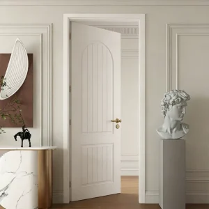 White French Style Lacquered Solid Wood Composite Bedroom Door Complete Set Sound Insulation Manual Opening