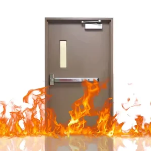 36 x 84 Inch Hollow Metal Fireproof Door with Emergency Handle and Cylindrical Lock