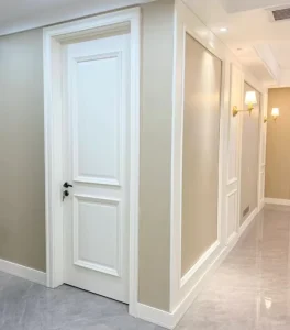 White Interior Film Skin Wood Single Door Postmodern Water Resistant MDF Wooden Flush Door for Home Hotel