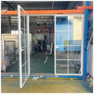 White Interior Ultra-Narrow-Frame Aluminum Soundproof Glass Swing Door