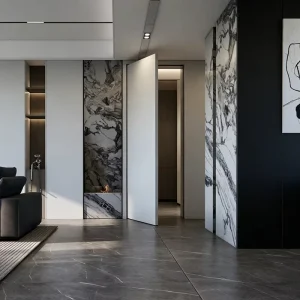 White Invisible Frame Hidden Swing Interior Door Modern Minimalist Flush Soundless Door Custom for Villa Apartment