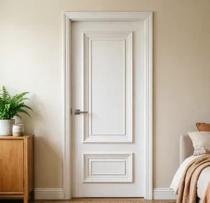 White MDF Solid Wood French Bedroom Door for Hotel Home