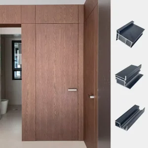 White Minimalist Invisible Frameless Aluminum Wood Hotel Villa Bedroom Door Sound Insulation Ultra Narrow Concealed Design