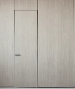 White Modern Invisible Interior Bedroom Door, Aluminum Frameless Swing Door