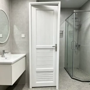 White PVC/UPVC Plastic Glass Swing Bathroom Door