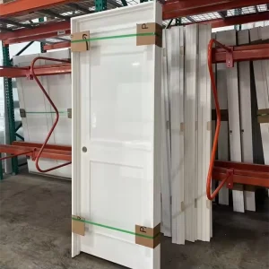 White Primed 2-Panel Prehung MDF Solid-Core Shaker Interior Door with Accessories