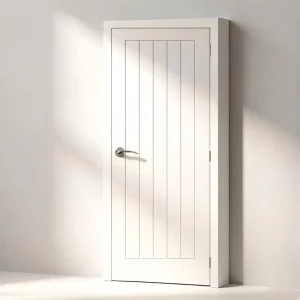 White Primed Modern Interior Villa Flush Flat Solid Wood Core HDF Door Slab with Grooves