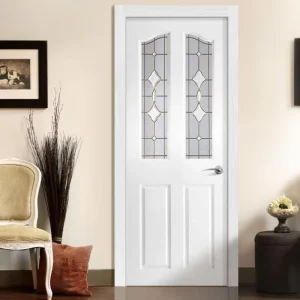 White Primed Moulded Solid Wood Single Bedroom Door with Fire Prevention Design