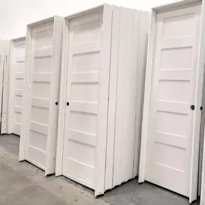 White Primed Solid Core Wood 5-Panel Prehung Interior Shaker Door