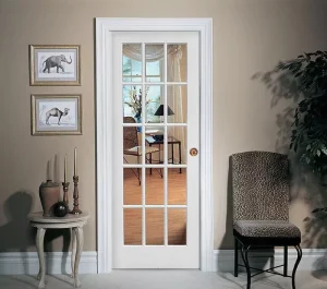 White Primed Solid Core Wood Shaker Interior Bedroom Door, Single Prehung