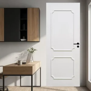 White Rubber Wood Water-Based Paint Door with 07 Line Molding, Magnetic Soundproof Seal, and Modern Interior Design
