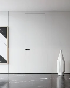 White Solid Wood Hidden Flush Door with Sound Insulation for Bathroom, Bedroom, Living Room
