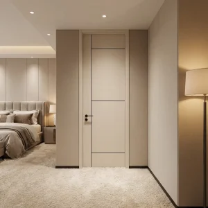 White Solid Wood Interior Room Door Craftsman Style Sound Insulation for Bedroom Apartment Villa