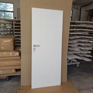 White UV-Coated Lacquer-Finish Solid-Core Wooden Interior Door