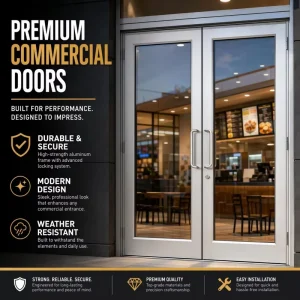 Wide Clear Glass Mall Shop Front Door Rust-Proof Aluminum Frame Weather-Resistant Commercial Door For Retail