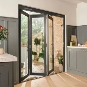 Windproof Finished Aluminum Alloy Double-Glazed Folding Patio Door