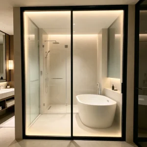 Windproof Narrow Frame Aluminum Sliding Door Double Glazing Waterproof Soundproof Interior Bedroom