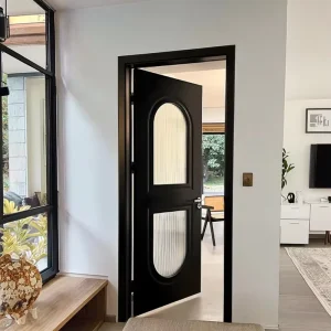 Wood Composite Glass Main Entrance Door with Manual Opening