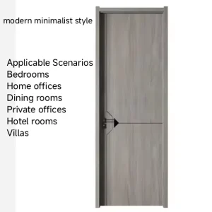 Wood Grain Flush Door Laminate Surface Wooden Door Solid Core Interior Door Waterproof T-Type for Villa