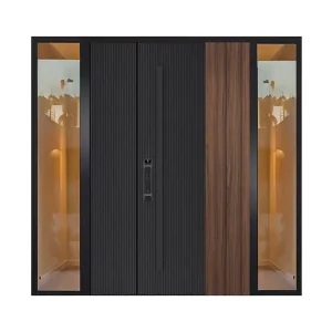 Wood Grain Mother-and-Child Double Swing Entrance Door with Anti-Theft and Soundproof Design