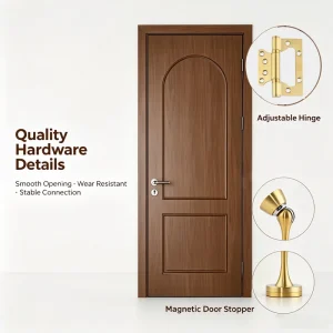 Wooden Entrance Door Interior Solid Wood Door with Frame for Residential Use