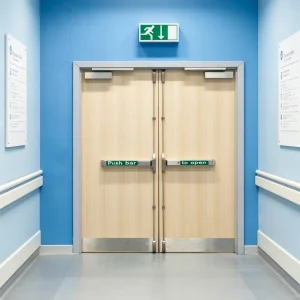 Wooden Fire Door CAN/ULC S104 Certified 90 Mins Panic Bar Commercial Building Factory Direct