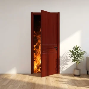 Wooden Fire Door, Modern Style Interior Wood Door with Fireproof Function