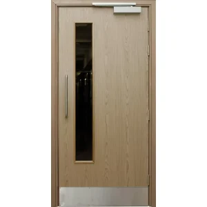 Wooden Fire Door with Honeycomb Core, 30-150 Min Fire Rating, MDF Flush Finish for Apartments