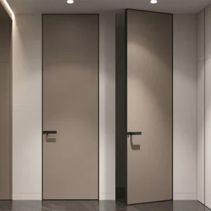 Wooden Flush Interior Door with Hidden Hinges, Floor-to-Ceiling, for Bedroom