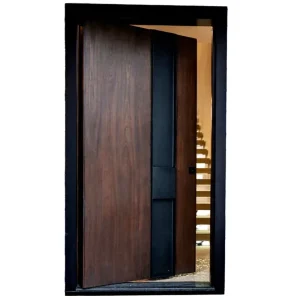 Wooden Grain Stainless Steel Aluminum Front Entry Door for Villa Security