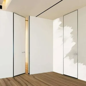 Wooden Hidden Wall Door, Modern Interior Bedroom Bathroom Living Room Flush Frameless Invisible Door, Aluminum