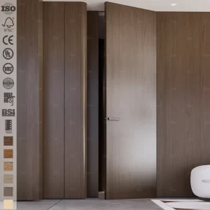 Wooden Hidden Wall Door with Aluminum Frame Flush Frameless Interior Bedroom Door